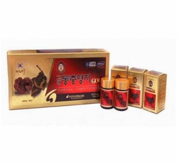 Cao Linh Chi Đông Trùng Hạ Thảo Pocheon Cordyceps Extract Gold 5 Lọ x 50g Chính Hãng Hàn Quốc